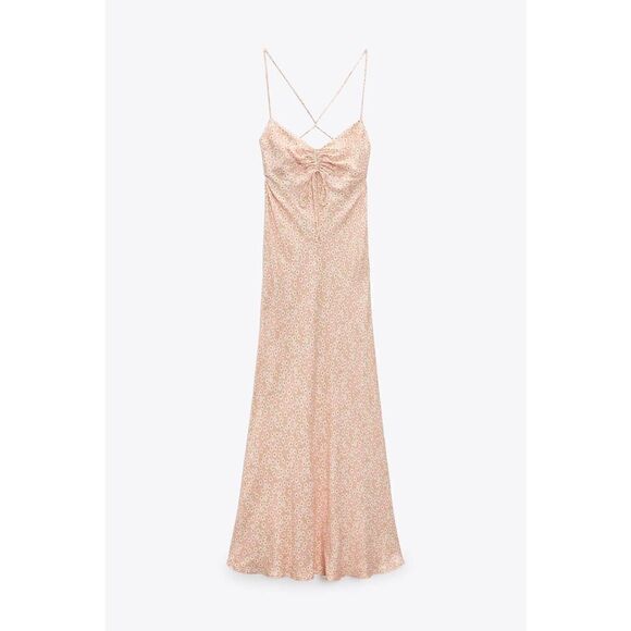 ZARA VISCOSE FLORAL PRINT SATIN DRESS NEW - Picture 7 of 8